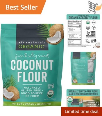 Organic Coconut Flour 4 Lb Unbleached Paleo  Keto Gluten Free Baking