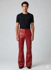 Wear Lambskin Men's Pant Pure Genuine Biker Dark Red Leather Stylish Casual Fit