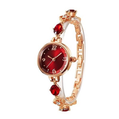  Women's Bracelet Watch Round Mini Watches for Women Waterproof Exquisite Red