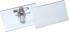 Image of Durable Name Badge 40 x 75 mm with Combi Clip Transparent | Pack of 25 Badges |