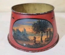 Early Tole Painted Tin Lamp Shade 19th Century Antique French Landscape Figure