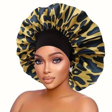 Satin Leopard Print Multicolor Bonnet for Women, Eco-Friendly Hair Accessory