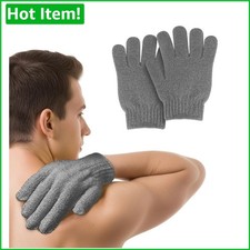 2 PCS Exfoliating Gloves Set - Stretchable Nylon Bath Scrub Wash Gloves Grey