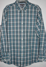 Eddie Bauer Men Large Wrinkle Free Classic Fit Plaid Button Shirt Chest Pocket