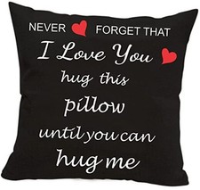 Two Sided Printing Lover Pillow Cover I Love You Hug This Pillow Until Black