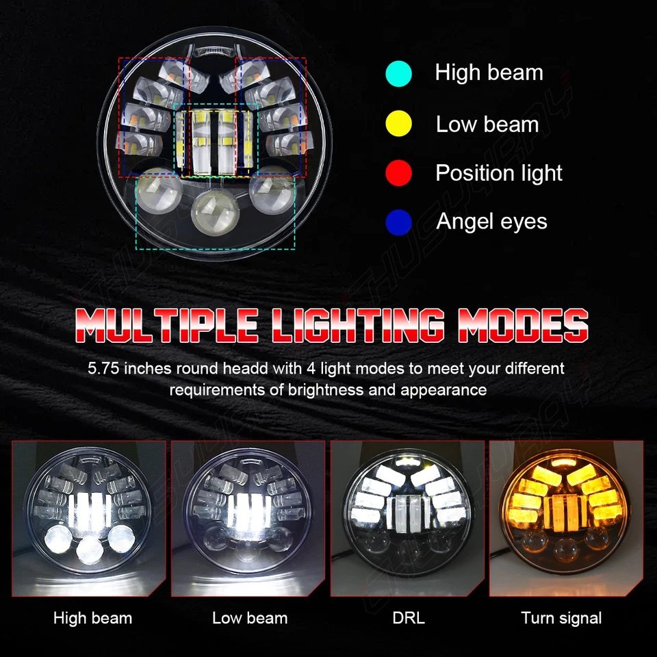 4PCS 5.75inch Round Headlight HI/LO Beam Fit Dodge Royal Monaco 1972-1977 - Image 4 of 4