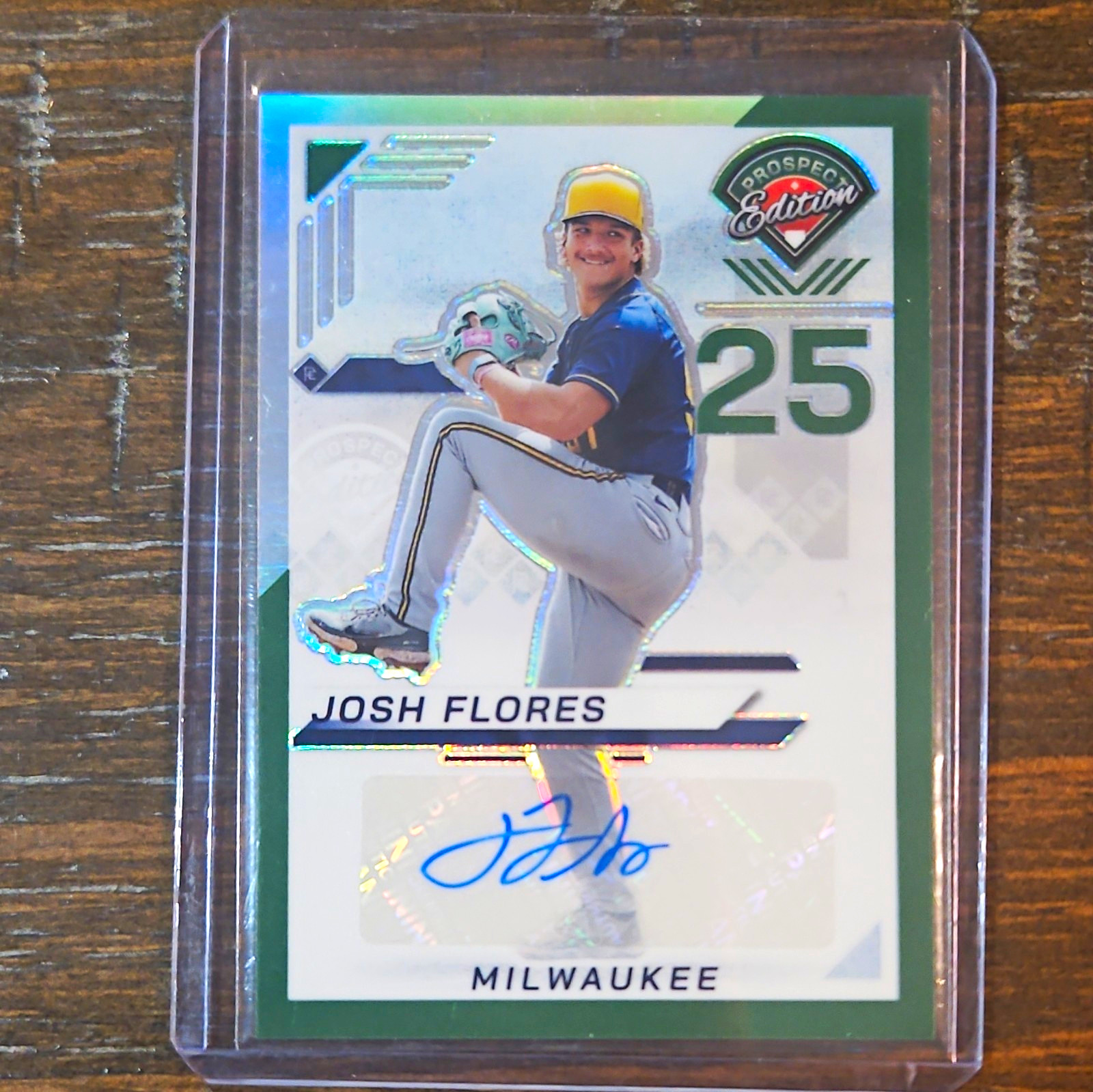 Panini 2025 Prospect Edition Josh Flores Green Prizm Signatures Auto #81 Brewers