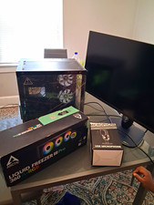 ARCTIC Liquid Freezer III Pro Black Desktop Tower Setup w/ Monitor & USB Mic 