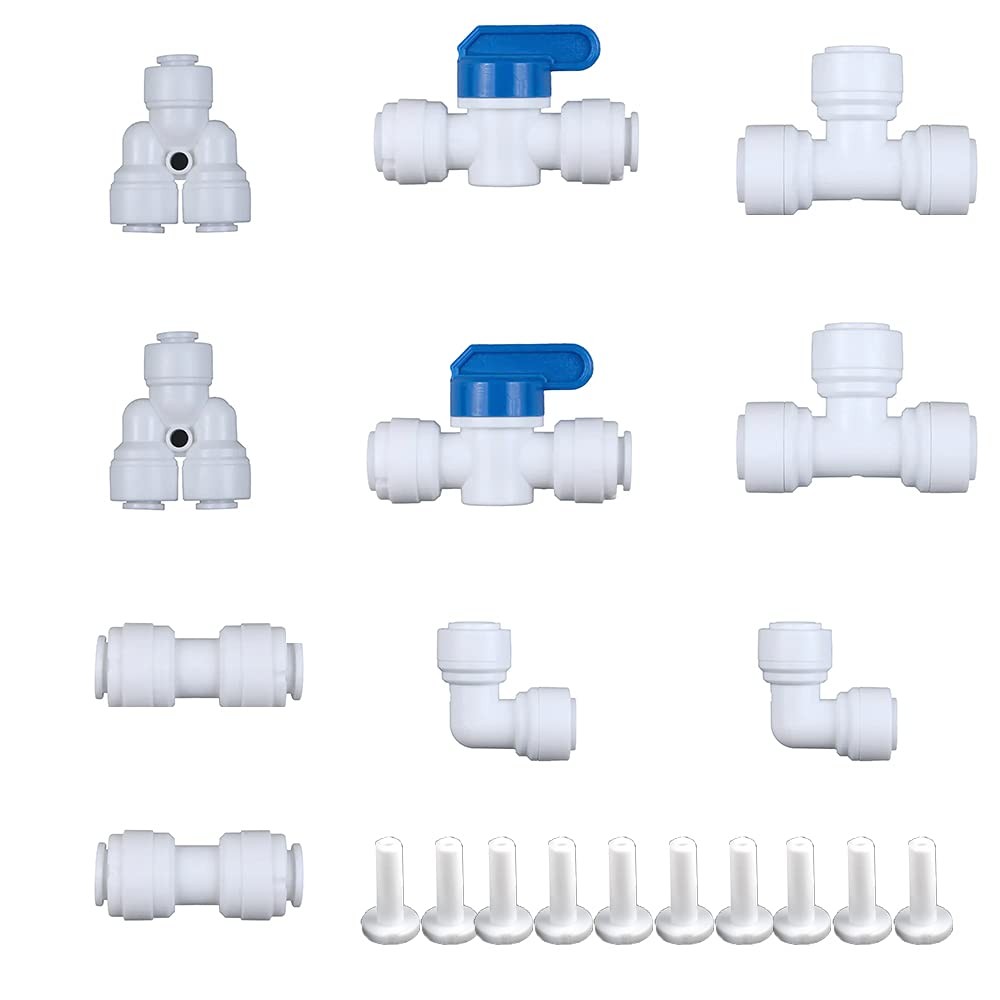 PureSec 1/4 Water Line Fittings 1/4 Push to Connect Fittings for 1/4 OD Tubin...