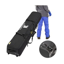 Rolling Ski Bag with Wheels for Air Travel,Padded Double Ski Bag to Hold 2 Pa...