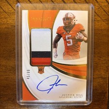 Justice Hill 2019 Panini Immaculate Collection RPA Rookie Patch Auto /99