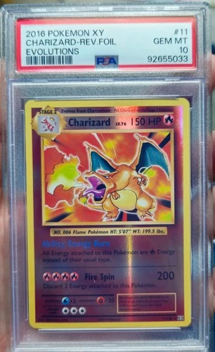 2016 POKEMON XY EVOLUTIONS #11 CHARIZARD REVERSE FOIL PSA 10