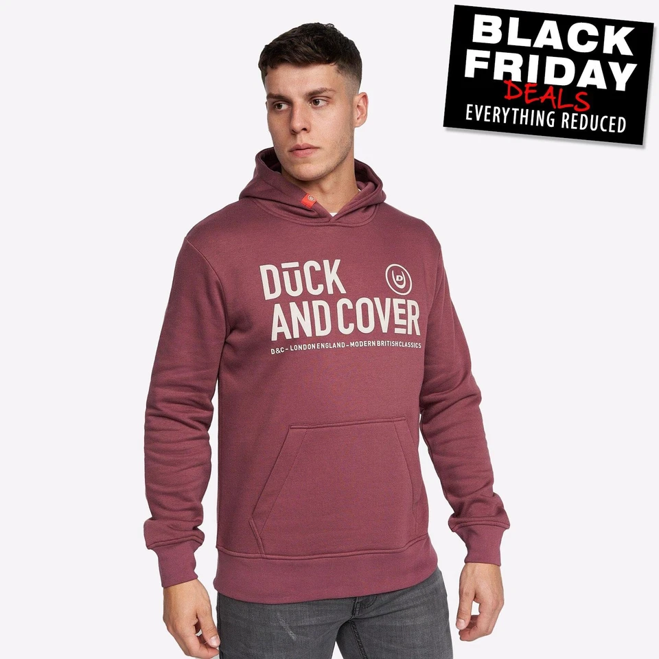 Duck and Cover Hillman Comfort Designer Casual Pullover Hoodie Mens Wine