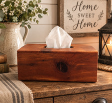Handmade Wooden Tissue Holder Box Cover Cedar Rustic Scalloped Opening 10x6 VTG.