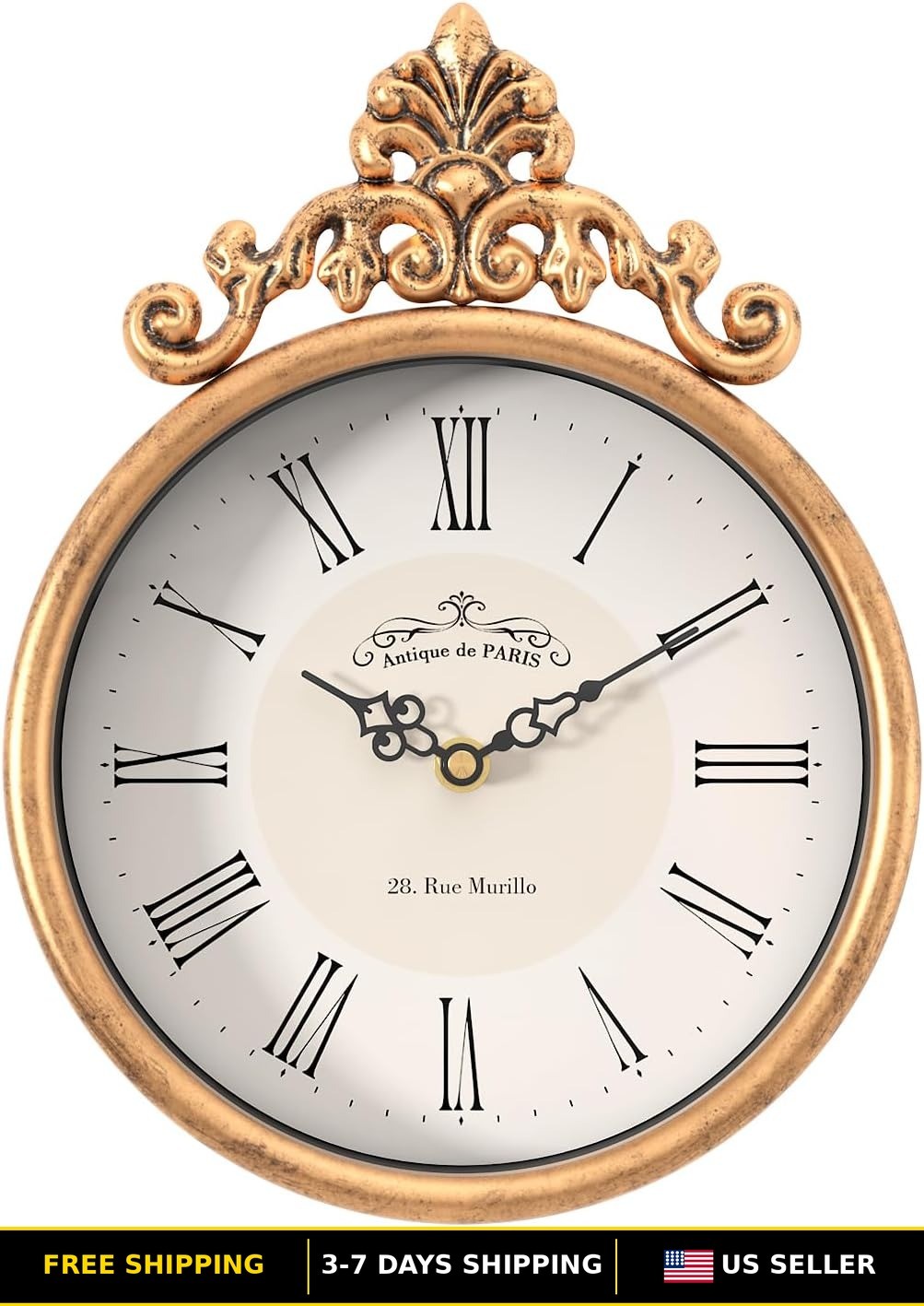 Antique Gold Small French Retro Decorative Wall Clock for Ho