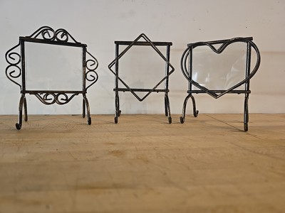 Three Small Decorative Silver Metal Free Standing Picture Frames 