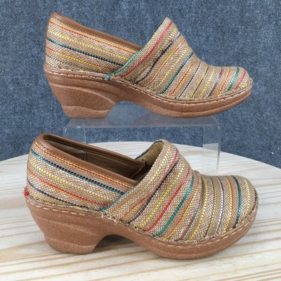 Softspots Shoes Womens 7.5 W Casual Slip On Comfort Wedge Clogs Woven Brown