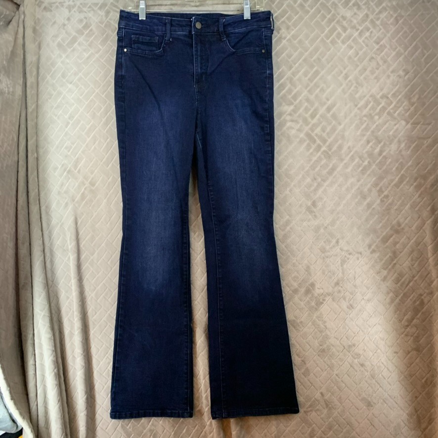 Nine West Jeans Womens 10 Blue Denim Boot Cut Dark Wash High Rise Stretch