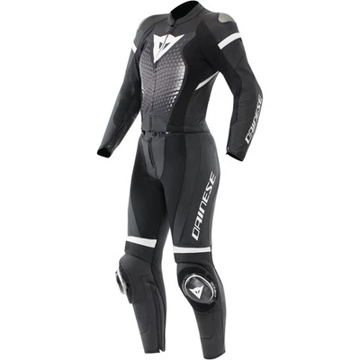 Combinaison Moto Dainese Fulminea 2 pièces Femme Noir Blanc, Cuir, 50=44D - Photo 1/4