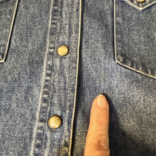 Vintage Rough Rider Womens Sleeveless Western Shirt Sz Medium? Denim Pearl Snap - Picture 7 of 9