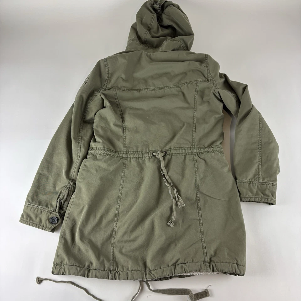 Abercrombie Fitch Parka Womens Medium Green Sherpa Lined Military Field Jacket - Image 2 of 4