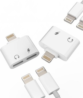 iPhone Adapter 2in1 Dual MFi Splitter Audio Charger Dongle (2Pack)