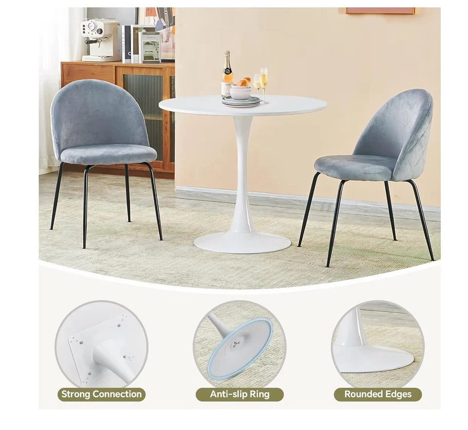 Mesa de Comedor Redonda Blanca con Base de Pedestal, 31.5" Moderna Comedor Tulipán Ta... Foto 3 de 4