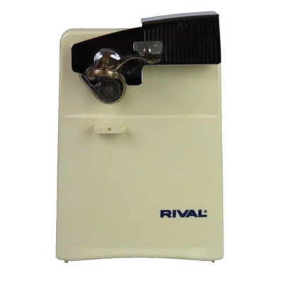 Vintage Rival Electric Can Opener w Knife Sharpener Cord Storage CN782 Almond