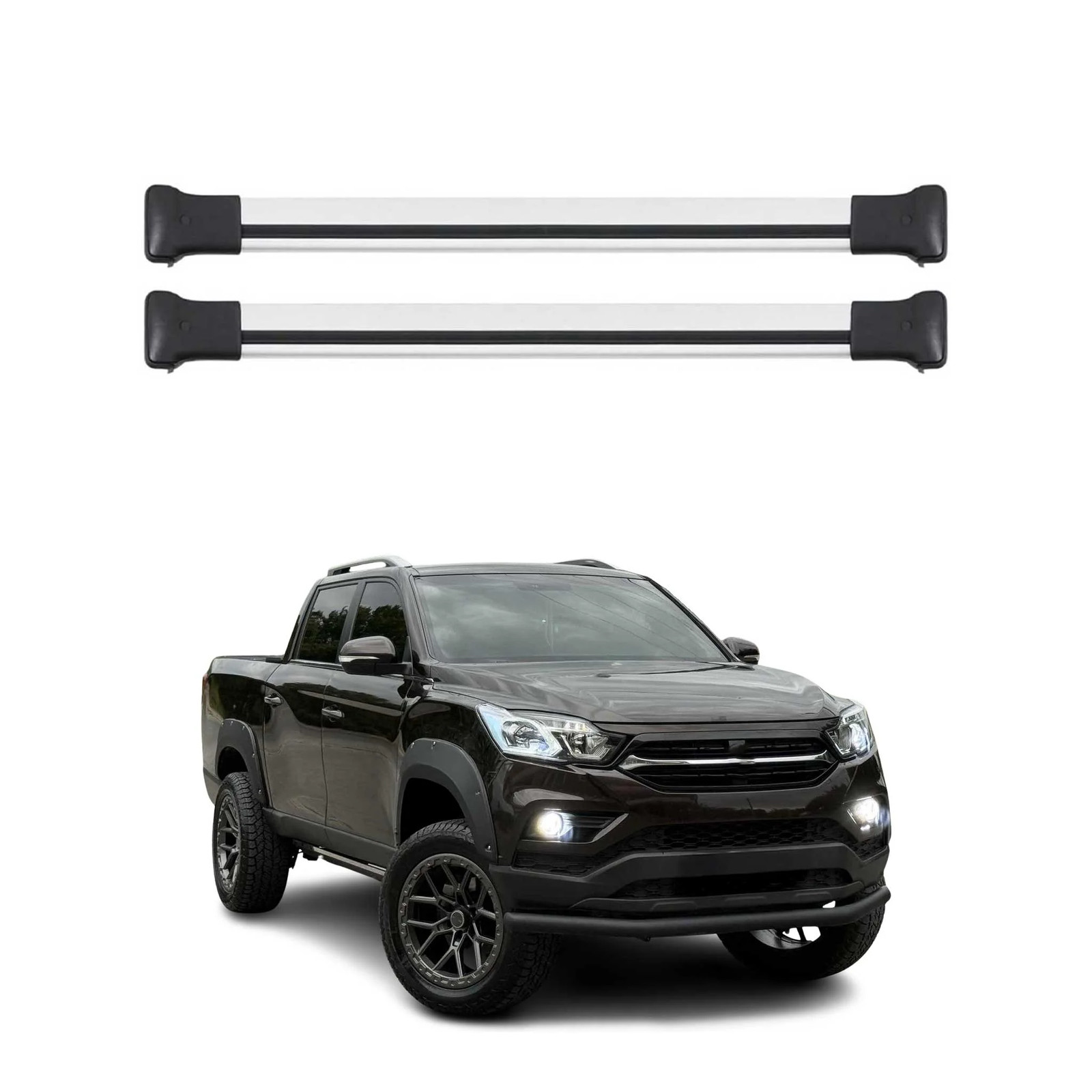 Barres de toit transversales alu noir Ssangyong Grand Musso 2018 2019 2020