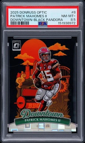 2025 PANINI DONRUSS OPTIC DOWNTOWN BLACK PANDORA PATRICK MAHOMES II 9/25 PSA 8.5