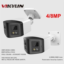 VIKYLIN 4MP 8MP 180 Panoramic Dual Light Bullet IP Camera Full Color IR Outdoor