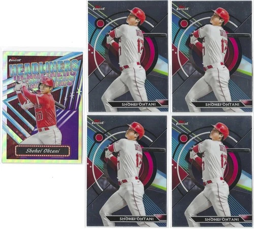 Shohei Ohtani, 5-card lot, 2023 Topps Finest #17 + Headliners Insert #FH-1