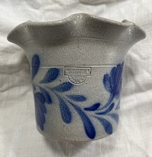 Salmon Falls 1999 Fluted Flower Planter NO CHIPS NO CRACKS Blue Floral Pattern