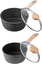 Saucepan Set 1.5 QT & 2.5 QT Nonstick Saucepan with Glass Lids Multipurpose Cook