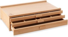 7 Elements 3 Drawer Wooden Artist Storage Supply Box for Pastels, Pencils, Pens,
