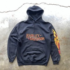 Rare 80 s Harley Davidson Flame Eagle Hoodie Sweatshirt Mens