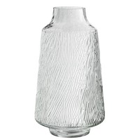 DRW Tischvase Aus Geriffeltem Glas, Transparent, 17,5 X 17,5 X 30 Cm