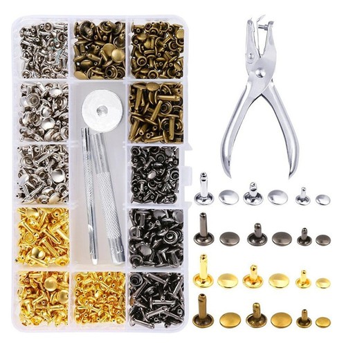 600 Sets Ledernieten, 6 X 6 Mm, Doppelkappe, Nieten, Druckknöpfe
