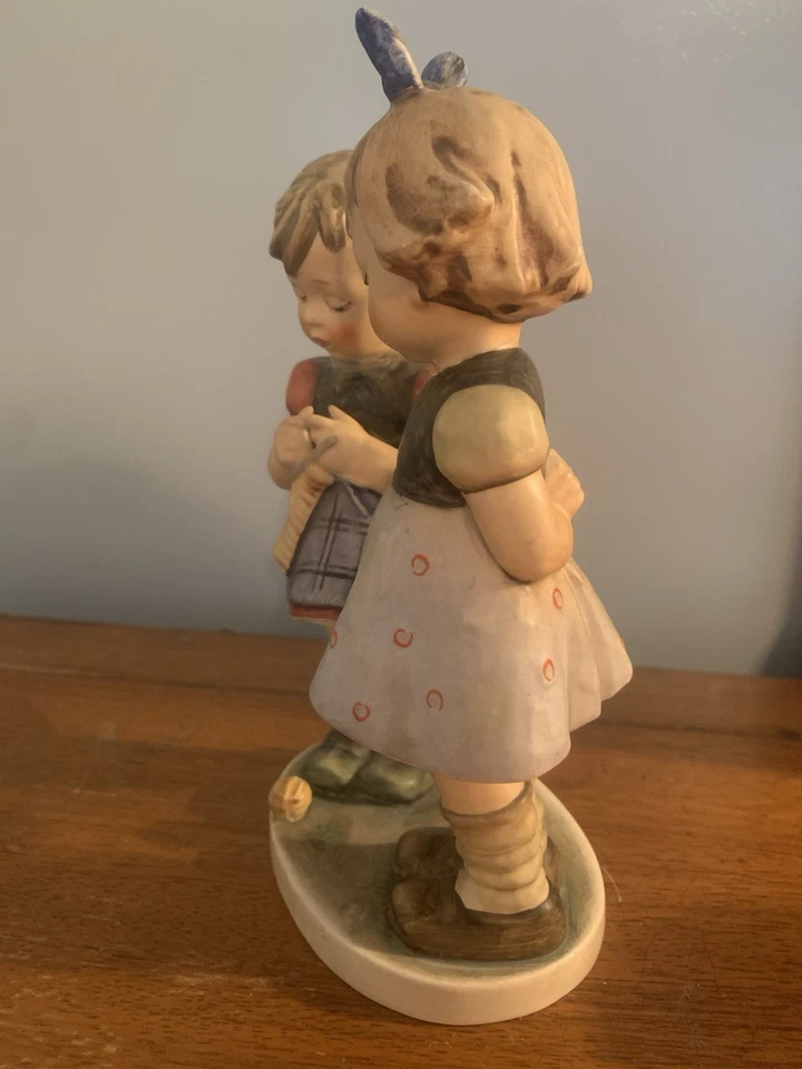 Vintage 1963 W Germany Goebel Hummel 256 Knitting Lesson Figurine  - Image 2 of 4