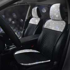Bling Car Seat Covers for Women Girls Sparkly Front Seat White 2 Front Seats