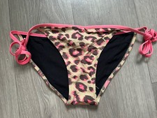Bikini Bottoms Size 8 H&M brown leopard print side tie lined 