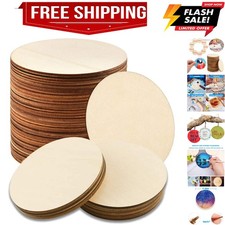 25 Pcs 4 Inch Wood Circles, Unfinished Wood Circles Round Disc Cutouts, 1/9 I...