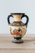 Ancien Vase Grec Type Amphore Reproduction Musée Fait Main Faïence 1970