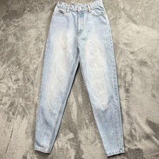 VTG JORDACHE Light STONEWASH DENIM Tapered Leg HI-RISE 5-Pocket JEANS Sz 24x26