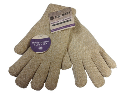 CW Hart Super Soft Aloe Vera Infused Womens Tan Gloves Feather Lined Comfort NWT
