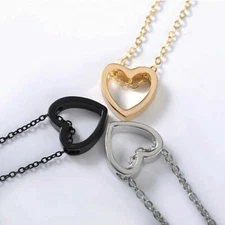 2025 Fashion Women Heart Silver Plated Chain Pendant Charm Necklace Jewelry