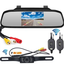 Wireless Rear View Reverse Backup Camera System with 4.3" Car LCD Mirror Monitor