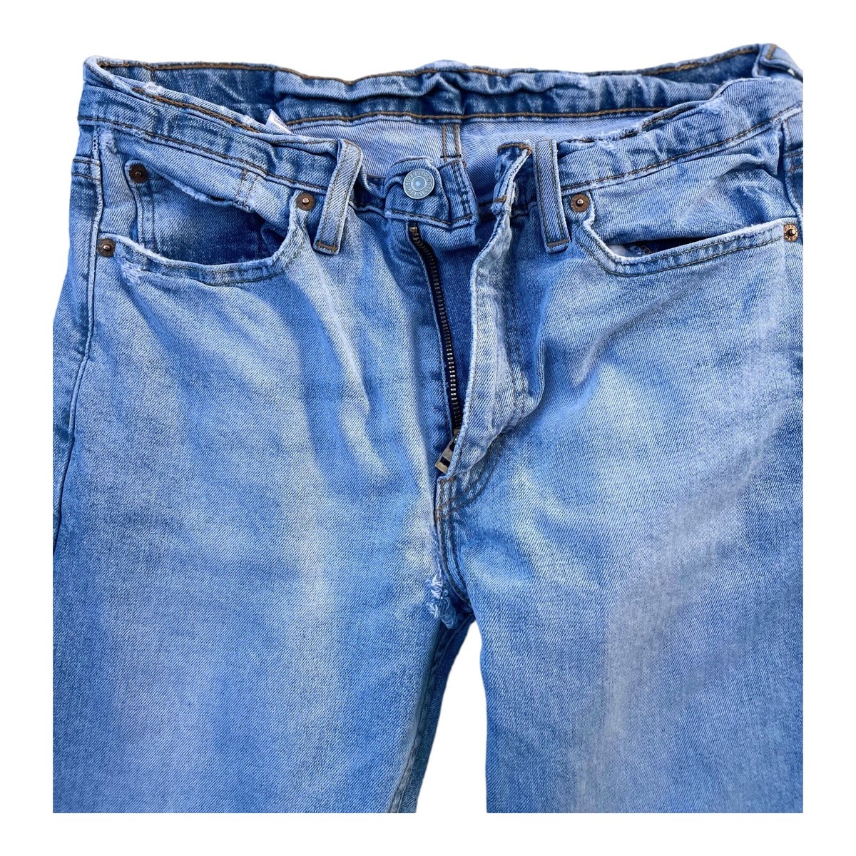 Levis Jeans Men 31x32 Blue Denim Fade 513 Classic Fit Distress 