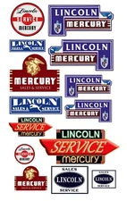 1:87 HO scale model vintage Ford Lincoln Mercury car automobile service signs