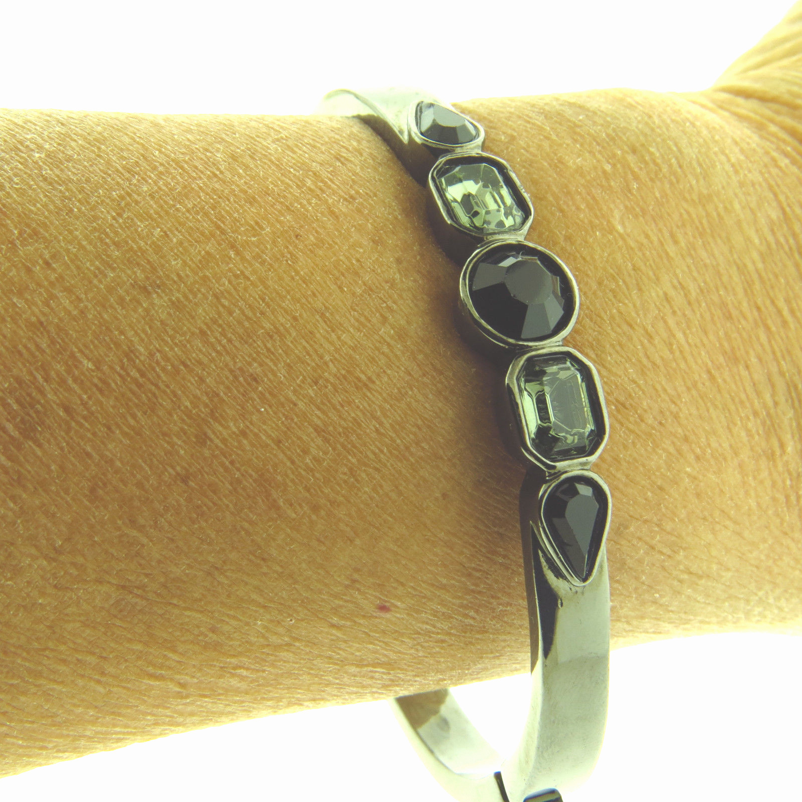 Givenchy Crystal Bangle Bracelet Silver Tone - image 2